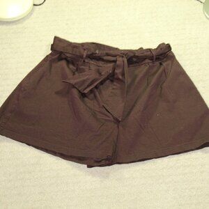 Bold Elements Size 16 Brown Hi Rise A-Line Tie Belt Shorts